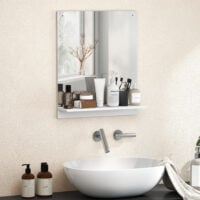 Badspiegel Wandspiegel mit Ablage für Bad und Flur weiss
