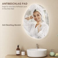 Badspiegel LED beleuchtet mit Touch und Anti-Beschlag Funktion