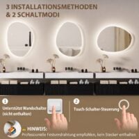Badspiegel LED beleuchtet mit Touch und Anti-Beschlag Funktion