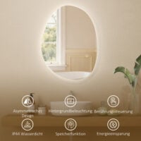 Badspiegel LED beleuchtet mit Touch und Anti-Beschlag Funktion