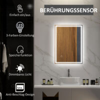 Badspiegel mit LED Beleuchtung und Touchfunktion für Bad