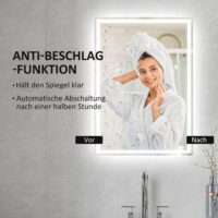 Badspiegel mit LED Beleuchtung und Touchfunktion für Bad