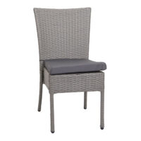 Polyrattan Balkon Sitzgruppe grau mit 4 Stühlen Tisch und Kissen