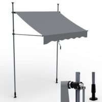 Kompakte Balkonmarkise mit 200x120 cm, einfach aufzustellen ohne dauerhafte Befestigung.