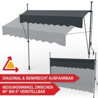 Praktische Standmarkise 200x120 cm für Balkone, flexibel aufstellbar ohne Bohren.
