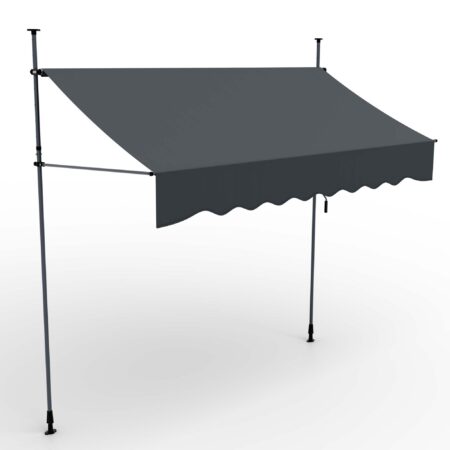 Wetterfeste Balkonmarkise 300x120 cm mit stabiler Standkonstruktion, Montage ohne Bohren.