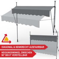 Robuste Balkonmarkise 400x120 cm für Schutz vor Sonne und Wind ohne feste Installation.