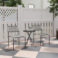 Balkonmöbel Set für 2 Personen 3-teilig Polyrattan grau