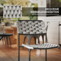 Balkonmöbel Set für 2 Personen 3-teilig Polyrattan grau
