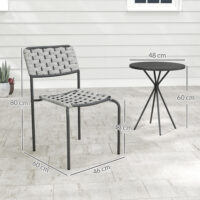 Balkonmöbel Set für 2 Personen 3-teilig Polyrattan grau
