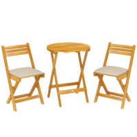 Balkonmöbel Set klappbar mit Tisch und Stühlen 3-teilig Holz