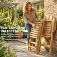 Balkonmöbel Set klappbar mit Tisch und Stühlen 3-teilig Holz