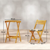 Balkonmöbel Set klappbar mit Tisch und Stühlen 3-teilig Holz