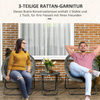 Dreiteiliges, klappbares Balkonset mit Couchtisch in Grau.