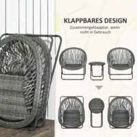 Dreiteiliges, klappbares Balkonset mit Couchtisch in Grau.