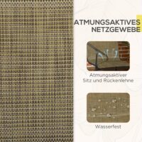 Balkonstühle 2er-Set, atmungsaktiv, belastbar bis 130 kg, Farbe Braun.