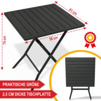 Kompakter Balkontisch aus wetterfestem Material für kleine Außenbereiche.