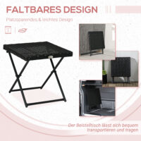 Balkontisch klappbar pflegeleicht Polyrattan schwarz