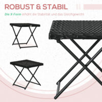 Balkontisch klappbar pflegeleicht Polyrattan schwarz