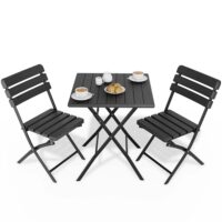 Platzsparendes Balkontisch-Set für zwei Personen, wetterfest und klappbar.