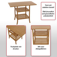 Bambus Tisch Balkontisch Beistelltisch Mehrzwecktisch 100x60cm