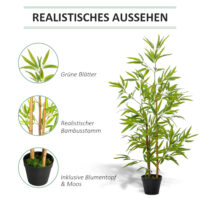 Bambus Kunstpflanze mit Topf für Dekoration 120cm