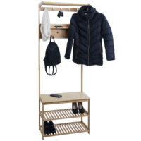 Bambus Standgarderobe Garderobenständer Schuhregal Sitzbank 170x70x31cm
