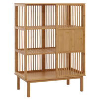 Bambus Standregal Badezimmerschrank Badregal Schiebetür 115x80x45cm