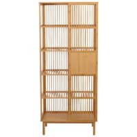 Bambus Standregal Badezimmerschrank Badregal Schiebetür 186x80x45cm