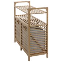 Bambus Badezimmerschrank Wäschesammler Badschrank 2 Wäschekörbe 2 Regalböden 88x81x33cm