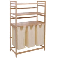 Bambus Wäschesammler Wäschekorb Regal Organizer 125x80x40cm creme