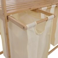 Bambus Wäschesammler Wäschekorb Regal Organizer 125x80x40cm creme