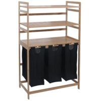 Bambus Wäschesammler Wäschekorb Regal Organizer 125x80x40cm schwarz