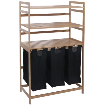 Bambus Wäschesammler Wäschekorb Regal Organizer 125x80x40cm schwarz