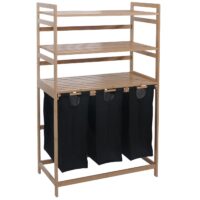 Bambus Wäschesammler Wäschekorb Regal Organizer 125x80x40cm schwarz