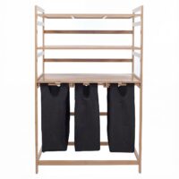 Bambus Wäschesammler Wäschekorb Regal Organizer 125x80x40cm schwarz