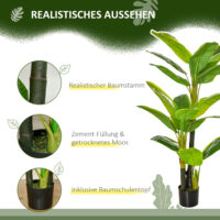Bananenpflanze Kunstpflanze im Topf für Wohnzimmer Büro 150cm