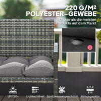 Bankauflage Sitzkissen für Garten Outdoor 105x46x12cm grau