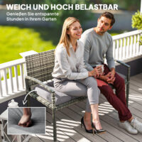 Bankauflage Sitzkissen für Garten Outdoor 105x46x12cm grau