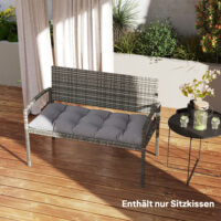 Bankauflage Sitzkissen für Garten Outdoor 105x46x12cm grau