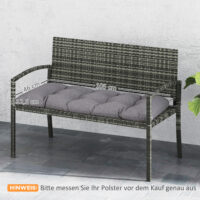 Bankauflage Sitzkissen für Garten Outdoor 105x46x12cm grau