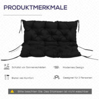Bankauflage für Gartenbank und Hollywoodschaukel 3 Sitzer schwarz