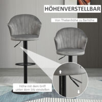Barhocker 2er-Set drehbar höhenverstellbar Grau – Produktfoto zeigt modernes Design, hochwertige Materialien und funktionale Eigenschaften ideal für Wohn- oder Arbeitsbereiche. Perfekt als Einrichtungsinspiration oder zur Produktpräsentation in einem Onlineshop.