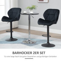 Barhocker 2er-Set drehbar höhenverstellbar Schwarz – Produktfoto zeigt modernes Design, hochwertige Materialien und funktionale Eigenschaften ideal für Wohn- oder Arbeitsbereiche. Perfekt als Einrichtungsinspiration oder zur Produktpräsentation in einem Onlineshop.