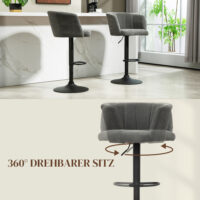 Barhocker 2er Set höhenverstellbar mit Fussstütze dunkelgrau