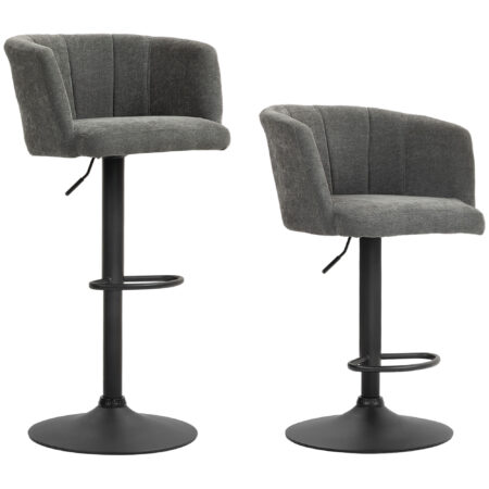 Barhocker 2er Set höhenverstellbar mit Fussstütze dunkelgrau