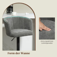 Barhocker 2er Set höhenverstellbar mit Fussstütze dunkelgrau