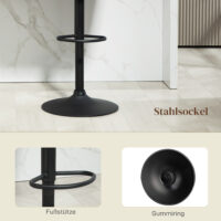 Barhocker 2er Set höhenverstellbar mit Fussstütze dunkelgrau