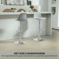 Barhocker 2er-Set gepolstert 360° drehbar höhenverstellbar Kunstleder Grau – Produktfoto zeigt modernes Design, hochwertige Materialien und funktionale Eigenschaften ideal für Wohn- oder Arbeitsbereiche. Perfekt als Einrichtungsinspiration oder zur Produktpräsentation in einem Onlineshop.