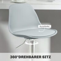 Barhocker 2er-Set gepolstert 360° drehbar höhenverstellbar Kunstleder Grau – Produktfoto zeigt modernes Design, hochwertige Materialien und funktionale Eigenschaften ideal für Wohn- oder Arbeitsbereiche. Perfekt als Einrichtungsinspiration oder zur Produktpräsentation in einem Onlineshop.